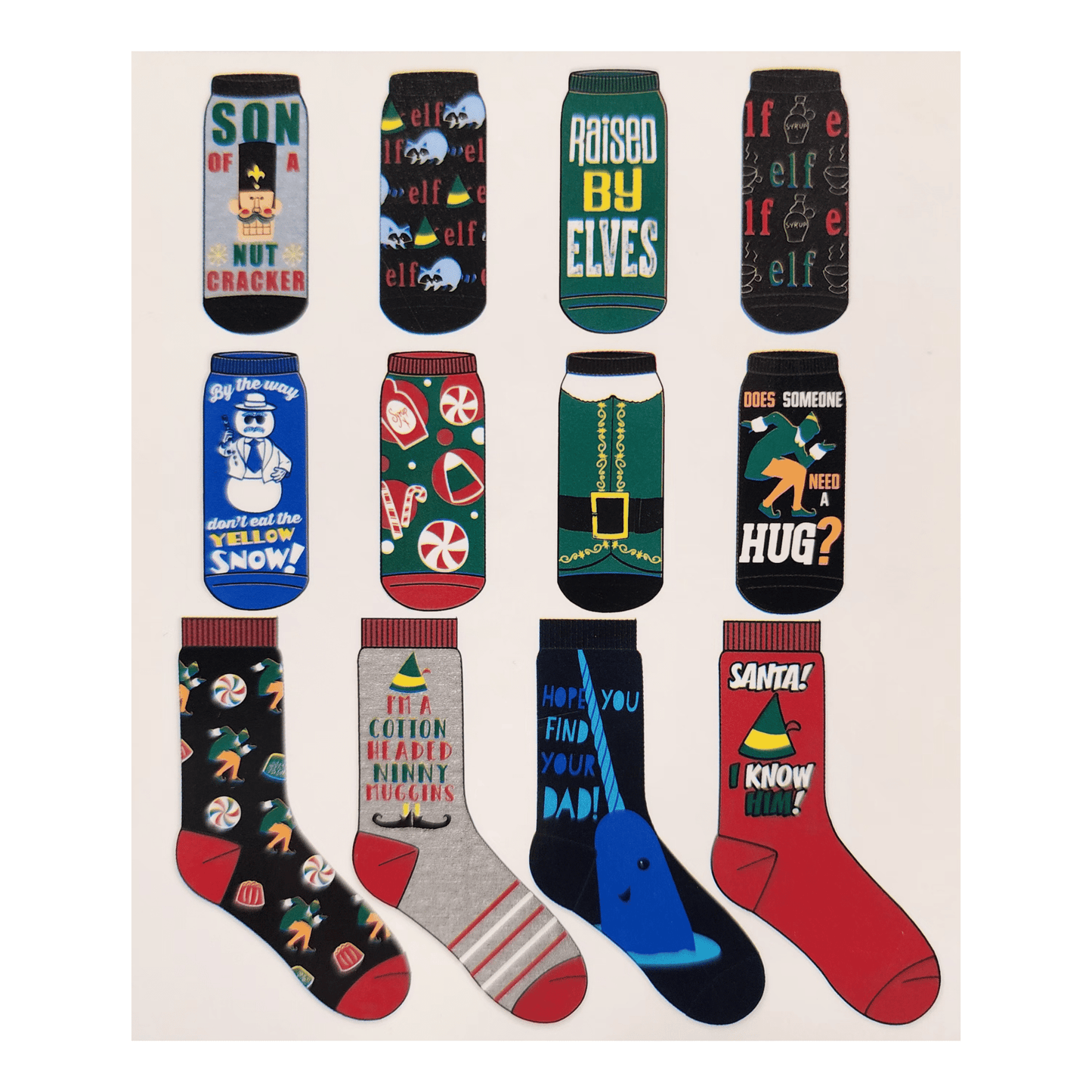 Hyp Socks Buddy The Elf 12 Days Of Socks HYP91659