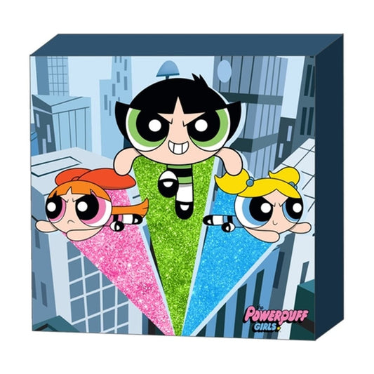 Silver Buffalo Wall Art Powerpuff Girls Trio Glitter MDF Box Wall Sign PPG708CCG