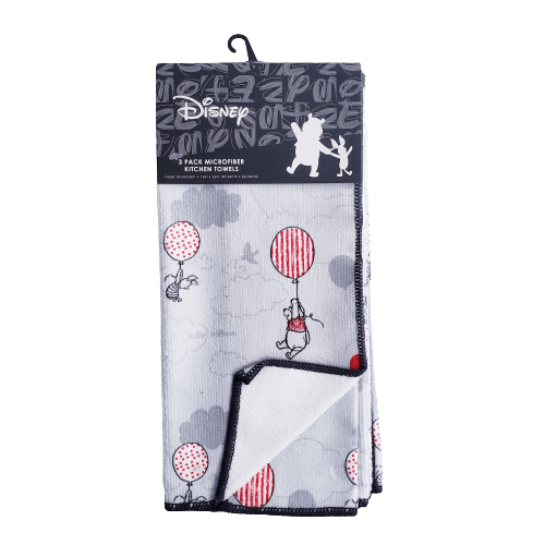 Best Brands Towel Disney Winnie Pooh Kitchen Towels 3-Pack BB1295002-r Gray & Red