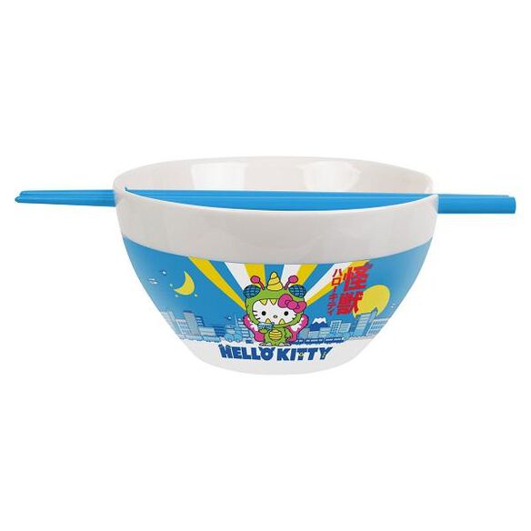 Bioworld Sanrio Hello Kitty Kaiju Ramen Bowl With Chopsticks