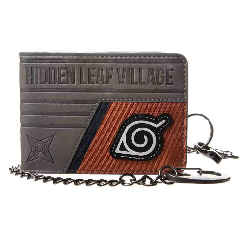 BioWorld Wallets & Money Clips Naruto Hidden Leaf Village Bi-Fold Wallet With Chain MW924ANAR00PP00