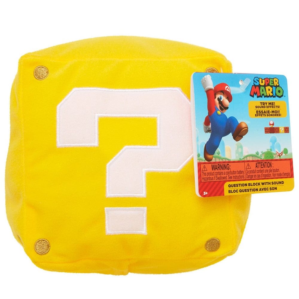 Jakks Pacific Plush Super Mario Bros. SFX Plush With Sound 1732WH01QB Question Block