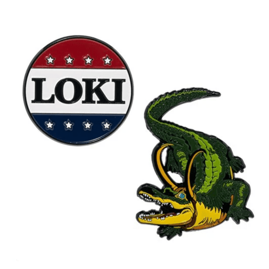 Marvel Loki Exclusive Enamel Pin 2pk Set Alligator & President Loki