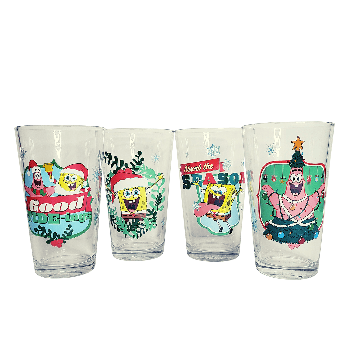 Silver Buffalo Pint Glass Nickelodeon SpongeBob SquarePants Pint Glassware Set 16oz SG141162