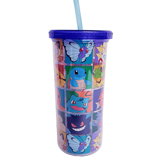 Silver Buffalo Tumbler Nintendo Pokemon Collage Tumbler With Straw PK15618F