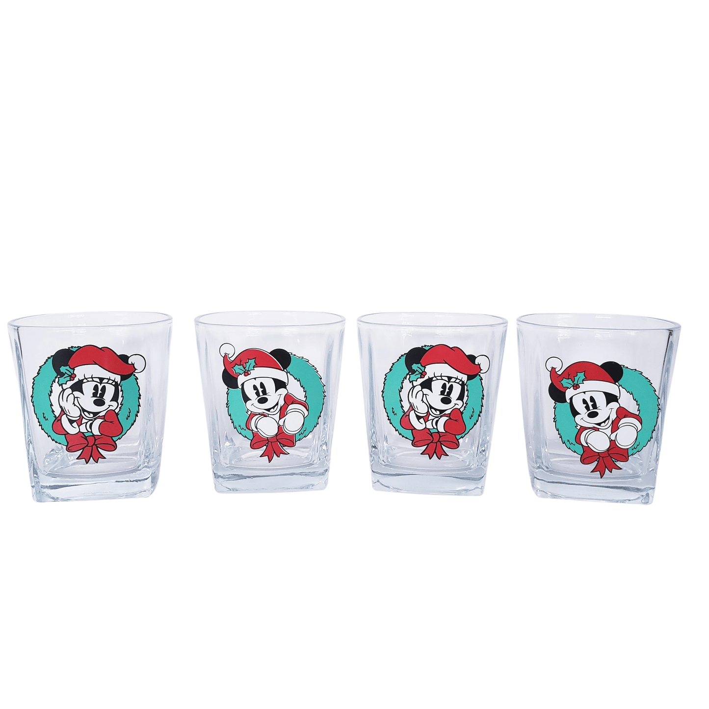 Disney Mickey & Minnie Mouse Christmas Glassware Set 9oz